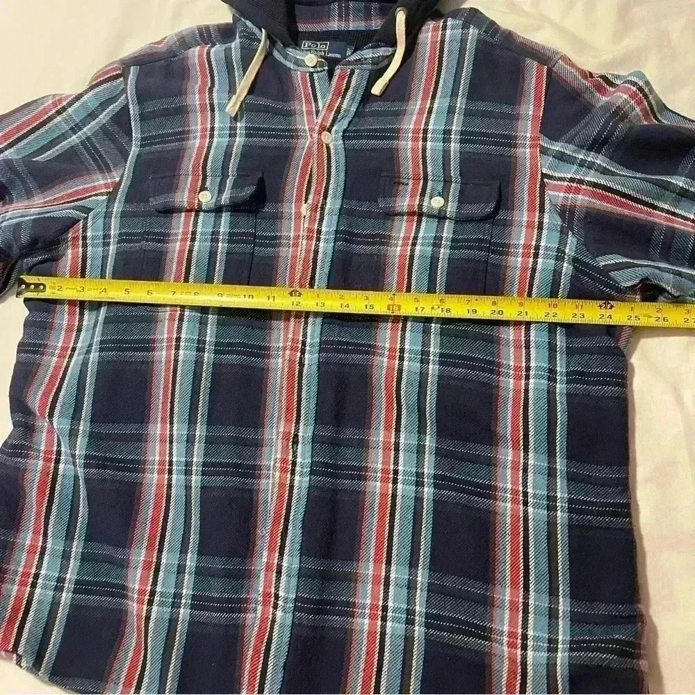 Vintage Polo Ralph Lauren Hooded Flannel Shirt PRL Outfitters Plaid XXL Thermal